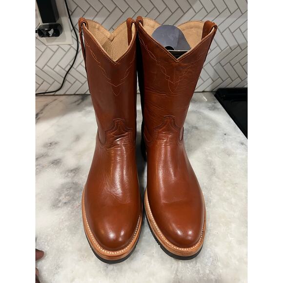 Lucchese Men’s Cognac Cowhide Ranch Hand Roper Boots 2031 Size 11.5D Mexico - Picture 13 of 16